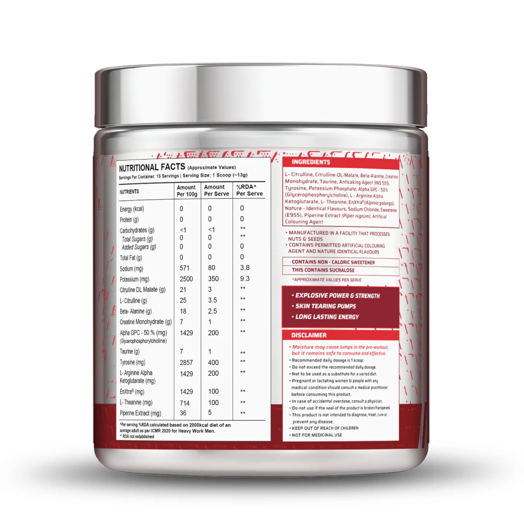 Dynamite Pre-Workout Caffeine Free (195g, 15 Servs) | Aam Panna - Image 2