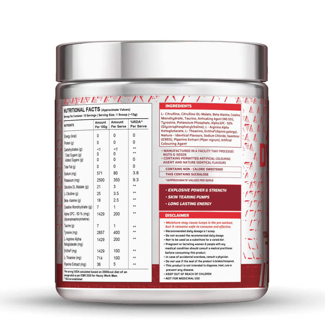 Dynamite Pre-Workout Caffeine Free (195g, 15 Servs) | Green Apple - Image 2