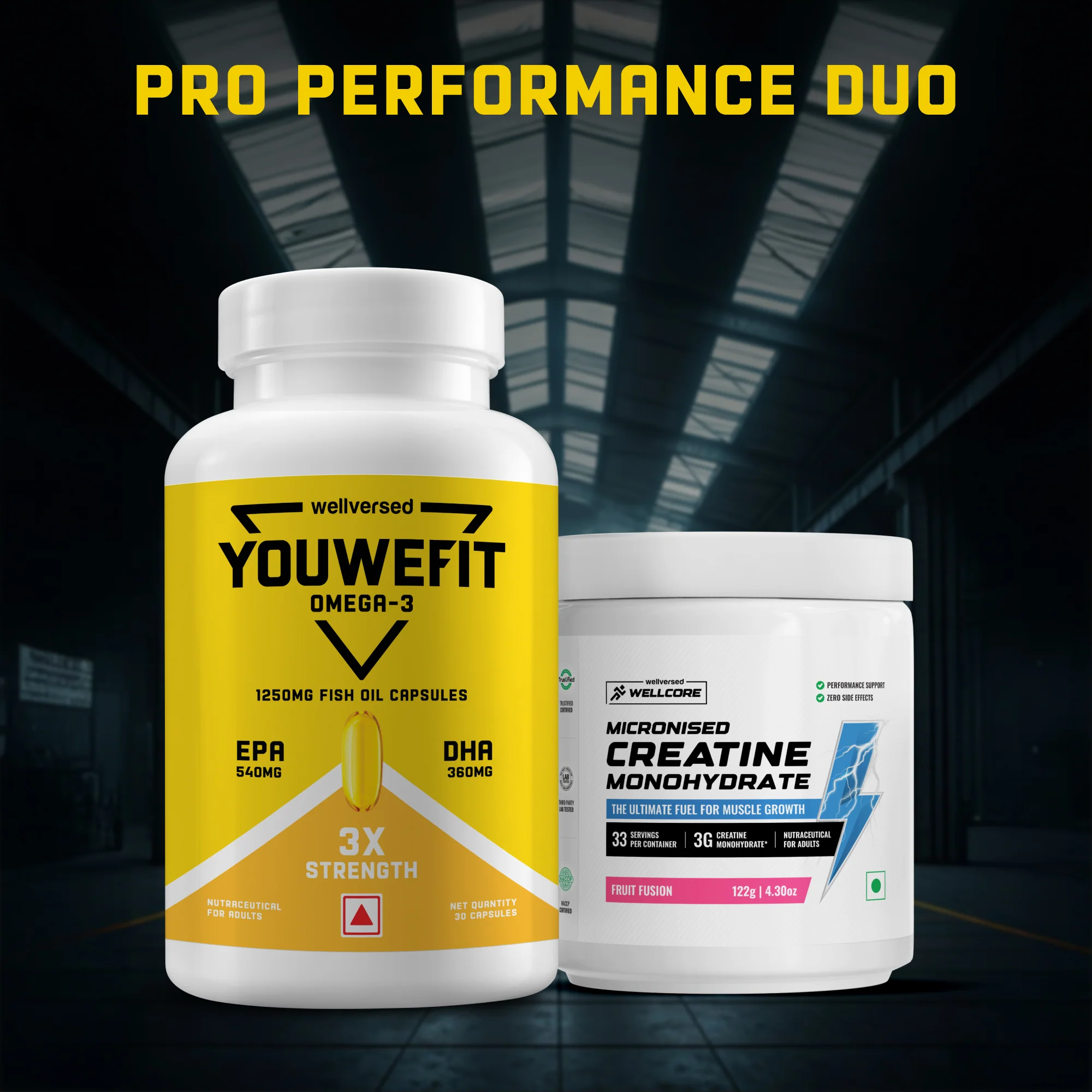 Wellcore Creatine Monohydrate (Fruit Fusion, 33 Servings) + YouWeFit Omega-3 Triple Strength Fish Oil (1250mg, 30 Capsules) - Image 6