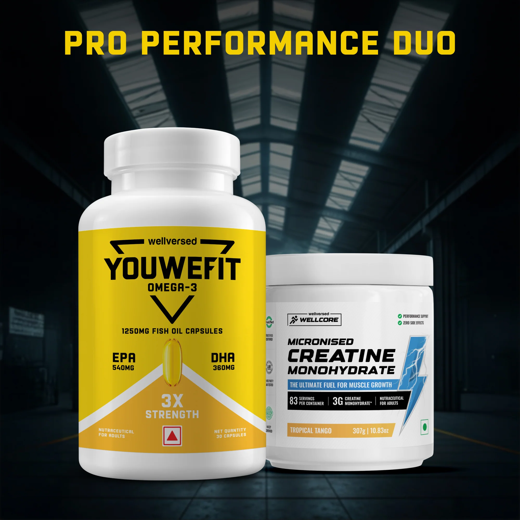 Wellcore Creatine Monohydrate (Tropical Tango, 83 Servings) + YouWeFit Omega-3 Triple Strength Fish Oil (1250mg, 30 Capsules) - Image 6