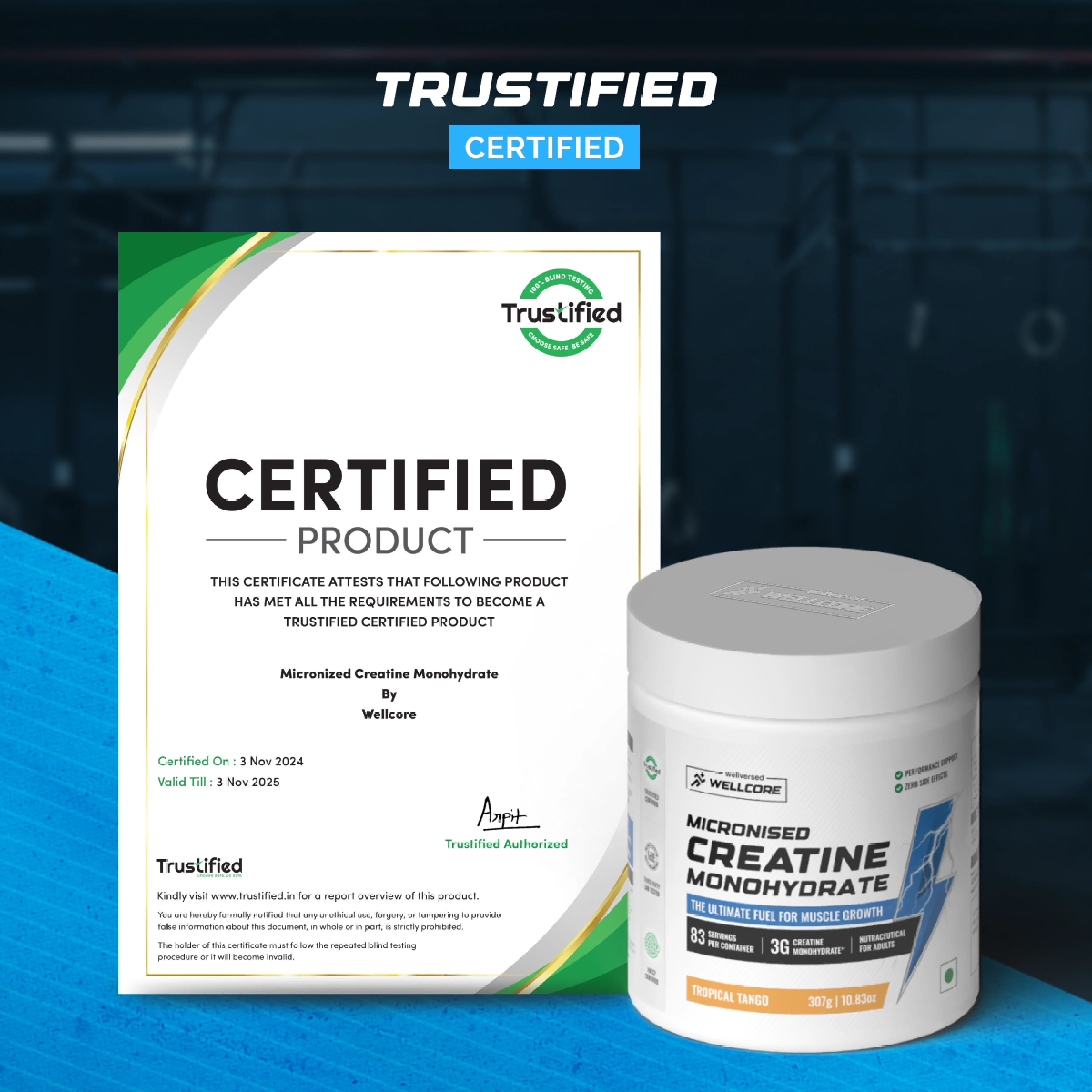Wellcore - Pure Micronised Creatine Monohydrate (307g, 83Servings) Tropical Tango - Image 5